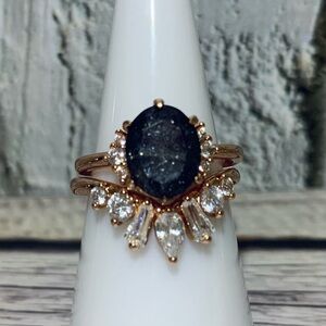 Bomb Party Rose Gold Plated Ring Set - Size 7